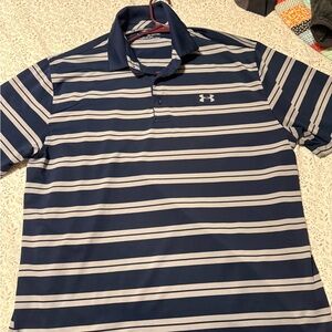 Under Armour Men's Navy and White Striped Polo